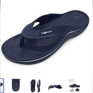 LUFFYMOMO navy Mens Arch Support Sport Toe-Post Flip Flop Thong sz 42 men’s NWOT